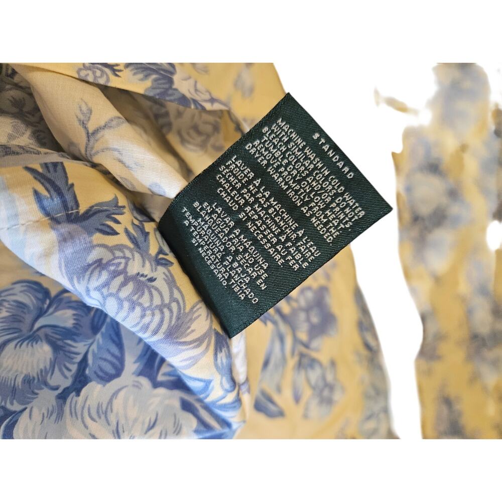 Lauren Ralph Lauren Queen Comforter 2 Pillow Shams Yellow Blue Floral Cotton - Picture 4 of 7